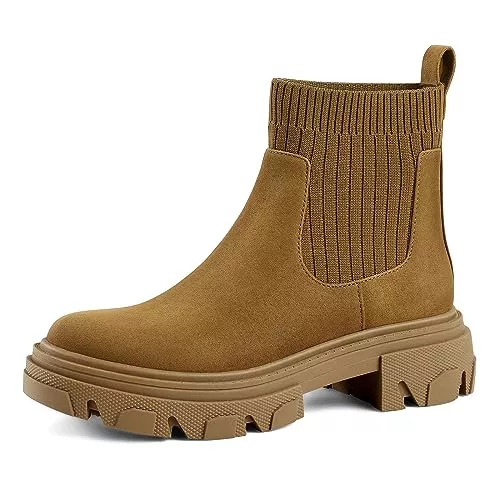 PIZZ ANNU Stiefel PIZZ ANNU Stiefeletten Damen Elegant Chelsea Boots mit Dicker Sohle Classic Winter Stiefel Basic Biker Boots EU 36-42