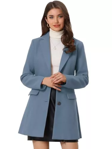 Allegra K Mäntel Allegra K Damen Wollmantel Revers Knopfleiste Wintercoat Mantel