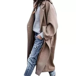 Godoboo Mäntel Godoboo Damen Mantel Lang Wollmantel Warme Schlanke Knöpfe Mantel Warm Übergangsmantel Wintermantel Herbst Winter Jacke Parka Outwear Mantel