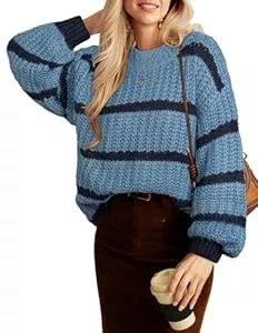 GRACE KARIN Pullover & Strickmode GRACE KARIN Pullover Damen Gestreifte Langärmeliger Pullover Damen Strickpullover Langarm Herbst Winter Pulli