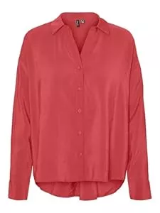 VERO MODA Hemdblusen VERO MODA Damen Vmqueeny Ls Oversize Shirt WVN Ga Noos Langarmshirt