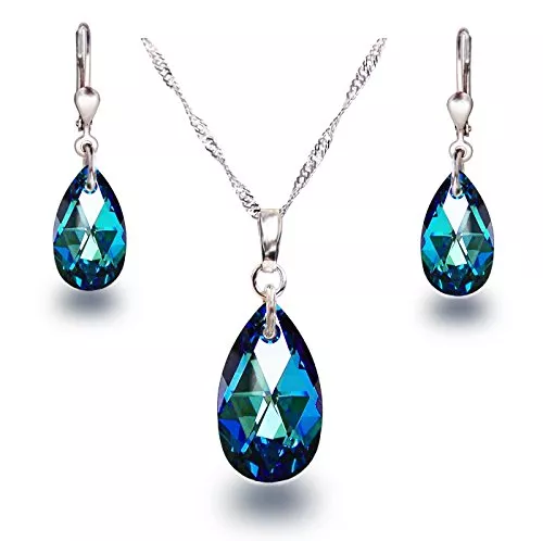 Schöner Schmuck-Design Schmuck Schöner SD Schmuckset 925 Silber mit Marken Kristall Tropfen