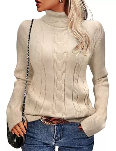 heekpek Pullover & Strickmode heekpek Pullover Damen Winter Rollkragenpullover Warm Elegant Strickpullover Schlanker Schnitt Winterpullover Grobstrick Weich Damenpullover Langarm