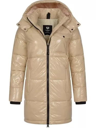 Ragwear Mäntel Ragwear Warmer Damen Wintermantel Shiny Steppmantel aus glänzendem Material mit Kapuze Roobie Long YOUMODO XS-3XL