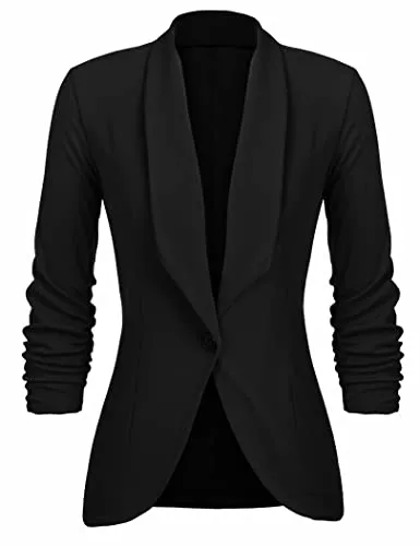 UNibelle Blazer UNibelle Damen Blazer Elegant Tailliert Business Anzug 3/4 Ärmel lang Schwarz Stickjacke