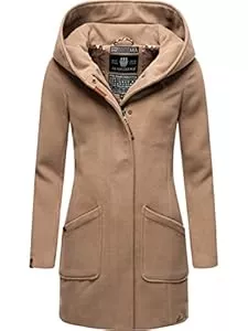 MARIKOO Mäntel MARIKOO Damen Wollmantel Warmer Trenchcoat mit Kapuze Maikoo XS-5XL