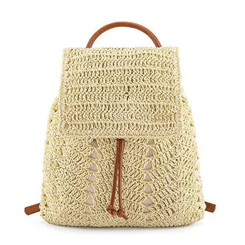 CHIC DIARY Taschen & Rucksäcke CHIC DIARY Damen Strohtasche Stroh Rucksack Mode Tagesrucksack geflochtene Schultertasche Sommer Strandtasche