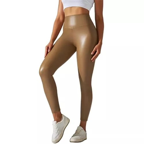 Generisch Hosen Kunstlederhose Damen Shape Sexy Stretch Lederhose Kunstleder Schwarz High Waist Lederimitat Hose Lange Biker Style Glänzend Strumpfhosen Straight Lederoptik Matt Leder Leggings