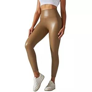 Generisch Hosen Kunstlederhose Damen Shape Sexy Stretch Lederhose Kunstleder Schwarz High Waist Lederimitat Hose Lange Biker Style Glänzend Strumpfhosen Straight Lederoptik Matt Leder Leggings