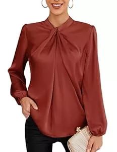 GRACE KARIN Langarmblusen GRACE KARIN Damen Casual Business Top Langarm Party Bluse Bowtie Oberteil