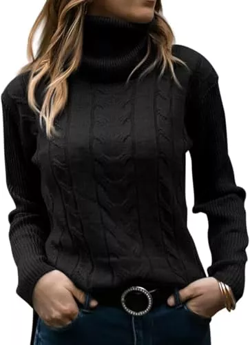 TrendiMax Pullover & Strickmode TrendiMax Pullover Damen Rollkragen Herbst Winter Strickpullover Cable Knit Langarm Rolli Pullover Elegant Weich Sweater Tops