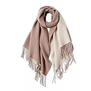 MaaMgic Schals & Tücher MaaMgic Schal Damen Pashmina Stola Warm Zweifarbig mit quasten/fransen Tücher für Frauen Abendkleider Hochzeit Festlich xxl Schals Herbst Winter Einfarbig Deckenschal MEHRWEG