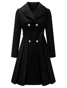 Vancavoo Mäntel Vancavoo Wollmantel Damen Winter Mantel A-linie Wintercoat Lang Winterjacke Revers Zweireihiger Coat Knielang Trenchcoat Winter Elegant Jacke Outwear