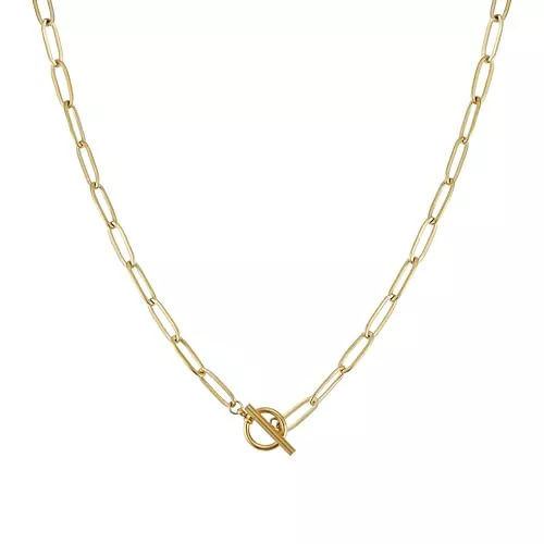 BLACKBIRD Schmuck BLACKBIRD® Damen Halskette Gold | Paperclip Kette mit Bar und Knebelveschluss | Gliederkette aus Edelstahl mit 18 Karat Vergoldung | wasserfest & allergieneutral