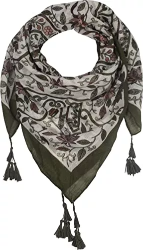 fashionchimp Schals & Tücher fashionchimp Damenschal mit Zier-Quasten und Muster-Mix Stickerei, Fransen-Schal, Dreieck-Tuch