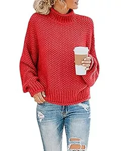 Imuedaen Pullover & Strickmode Imuedaen Pullover Damen Elegant Winter Rollkragenpullover Strickpullover Grobstrickpullover Casual Lose Langarm Pulli Oberteile