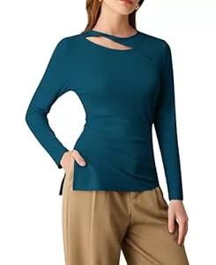 GRACE KARIN Langarmblusen GRACE KARIN Frauen Lässig Langarm Oberteile Basic Solide Farbe Unregelmäßiger Saum Shirt für Party