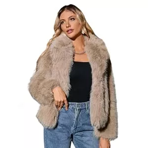 Kate Kasin Mäntel Kate Kasin Damen Kunstpelzmantel Langarm Revers Kurzmantel Jacke Kurzer Faux Pelz Winterjacke Kunstfell Oberbekleidung