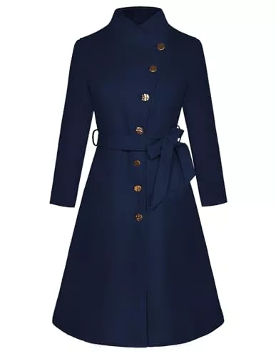 GRACE KARIN Mäntel GRACE KARIN Damen-Midimantel mit Umlegekragen Einreihiger A-Linien-Mantel mit Gürtel