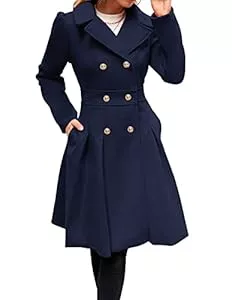 GRACE KARIN Mäntel GRACE KARIN Damen Mantel Wintercoat Revers Zweireihiger Mantel Knielang Trenchcoat Winter Lang A-Linie Jacke Outwear