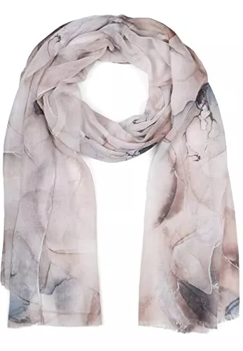 styleBREAKER Schals & Tücher styleBREAKER Damen Schal mit edlem Marmor Muster und kurzen Fransen, leichtes Tuch in Pastell Farben, Stola 01016219