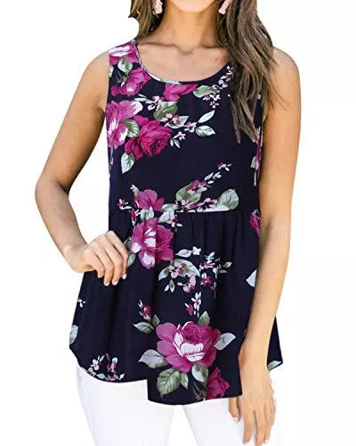 Style Dome Ärmellose Blusen Style Dome Damen Tops Ärmellos Casual Loose Tank Tops Oberteile Rundhals Sommer Shirt