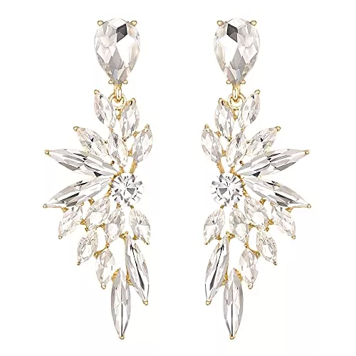 Clearine Schmuck Clearine Ohrringe Hochzeit Braut Kristall Teardrop Marquise Cluster Bling Hängend Ohrstecker für Damen