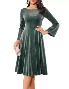 Berylove Cocktail Berylove Partykleid Damen | Silvester Kleid Langarm| Glitzerkleid | Kleid Weihnachten