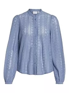 Vila Langarmblusen Vila Damen Vichikka Lace L/S Shirt-Noos Bluse