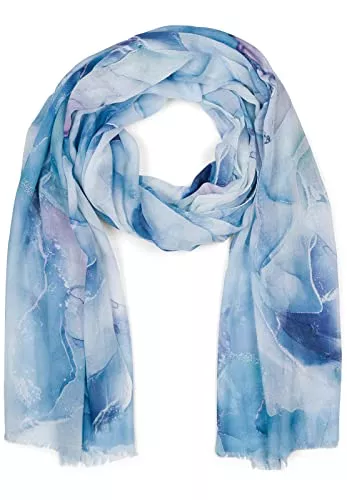 styleBREAKER Schals & Tücher styleBREAKER Damen Schal mit edlem Marmor Muster und kurzen Fransen, leichtes Tuch in Pastell Farben, Stola 01016219