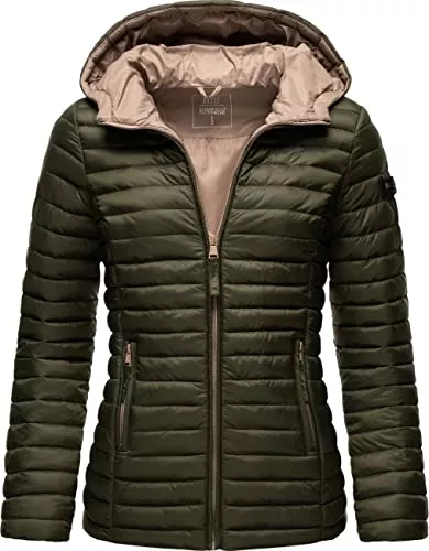 MARIKOO Jacken MARIKOO Damen leichte Übergangsjacke Steppjacke mit Kapuze Asraa XS-3XL