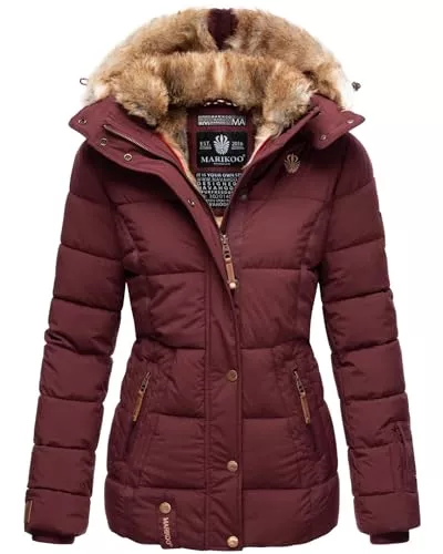 MARIKOO Jacken MARIKOO warme Damen Winter Jacke Winterjacke Steppjacke gefüttert Kunstfell B658