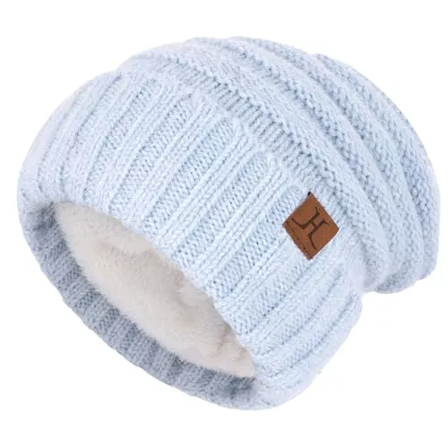 ZASFOU Hüte & Mützen ZASFOU Damen Winter Mütze Beanie mit Fleecefutter Warme Kunst Nerz Samt Wintermütze Thermo Strickmütze Mützen für Frauen Geschenk