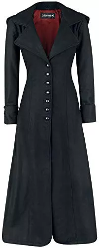 Gothicana by EMP Mäntel Gothicana by EMP Damen schwarzer langer Wollmantel mit breitem Kragen