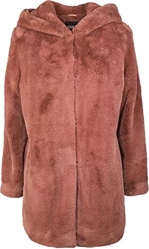 Urban Classics Mäntel Urban Classics Ladies Hooded Teddy Coat aus Fake Kaninchenfell, Damen Mantel mit Kapuze und Seitentaschen, in vielen Farben erhältlich, Größen XS - 5XL