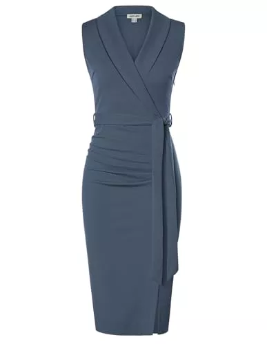GRACE KARIN Business GRACE KARIN Damen Wickelkleid V-Ausschnitt Elegant Festliche Kleider Cocktail Party Formelle Business Kleid mit Gürtel