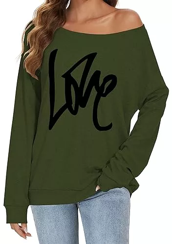 Gosunny Pullover & Strickmode Gosunny Schulterfreies Oberteil Damen Langarm Pullover Lässige Sweatshirt Causal Elegant Bluse