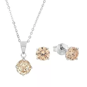 Amor Schmuck Amor Set 925 Sterling Silber Damen Multisets, mit Zirkonia synth., 42/0,5 cm, Roséfarben, Kommt in Schmuck Geschenk Box, 9965199