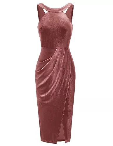GRACE KARIN Cocktail GRACE KARIN Damen Wickelkleid Hängendes Abendkleid aus Samt Cocktailkleid CL2214