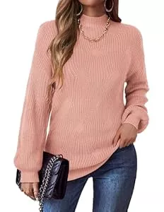 Zeagoo Pullover & Strickmode Zeagoo Pullover Damen Herbst Winter Strickpullover Elegant Rollkragenpullover Langarm Sweater Oversize Warm Gestrickt Pulli Sweatshirts Grobstrickpullover S-XXL