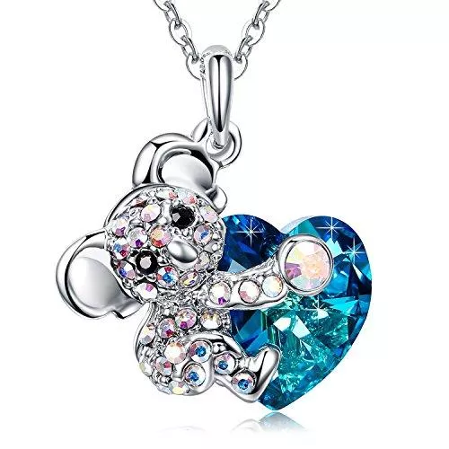 MEGA CREATIVE JEWELRY Schmuck MEGA CREATIVE JEWELRY Damen Kette Blau Herz Halskette Niedliche Koala Bär Anhänger mit Kristalle Schmuck Geschenke für Frauen