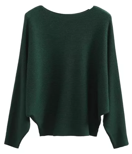Cegerne Pullover & Strickmode Cegerne Damen Pullover Elegant Oversize Pulli Langarm Shirt Sweatshirt Strickpullover Batwing Fledermausärmel Knitted Sweater Oberteil Tops