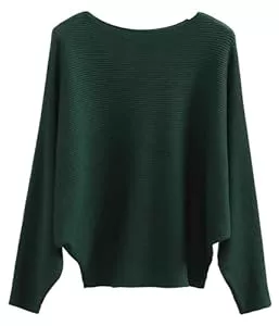 Cegerne Pullover & Strickmode Cegerne Damen Pullover Elegant Oversize Pulli Langarm Shirt Sweatshirt Strickpullover Batwing Fledermausärmel Knitted Sweater Oberteil Tops