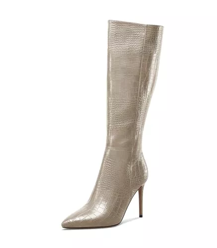 MAGIOPY Stiefel MAGIOPY Damen Hoher High Stiletto Absatz Heel Spitze Zehenkappe Reißverschluss Kniehoch Stiefel Abschlussball Party Lässig Winter Schuhe 10 CM Heels