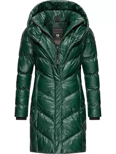 Ragwear Mäntel Ragwear Damen wasserdichter Shiny Mantel Lange warme Winterjacke mit großer Kapuze Natalka Bling YOUMODO XS-3XL