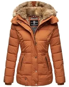 MARIKOO Jacken MARIKOO warme Damen Winter Jacke Winterjacke Steppjacke gefüttert Kunstfell B658