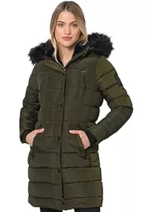 Navahoo Mäntel Navahoo Winterjacke Damen - Wasserabweisend, Warm, Kapuze, Winddicht - Wintermantel Lang, Mantel Frauen, Teddyfell gefüttert - Stehkragen, 7 Taschen, verlängerter Zipper