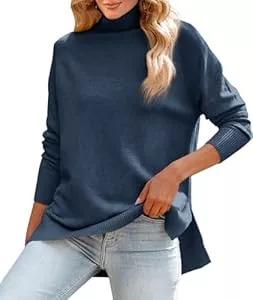 Fisoew Pullover & Strickmode Fisoew Damen Pullover Rollkragen Langarm Strickpullover Herbst Winter Gestrickt Oberteile Elegant Casual