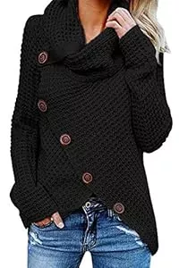 Tuopuda Pullover & Strickmode Tuopuda Damen Strickjacke Warm Strickpullover Oversize Rollkragen Pullover Grobstrick Winterjacke Winterpullover Strickpulli Sweater Lang Outwear Casual Sweatshirt Asymmetrie Oberteil S-XL