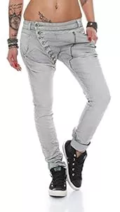 Fashion4Young Jeans Fashion4Young 5857 MOZZAAR Damen Jeans Hose Röhrenjeans Haremshose Röhre Damenjeans Hüftjeans